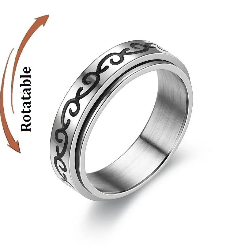 Spinning Anxiety Relaxing Ring With Star And Moon For Women Stainless Steel Rotate Freely Fidget Spinner Rings Bohemia Jewelry