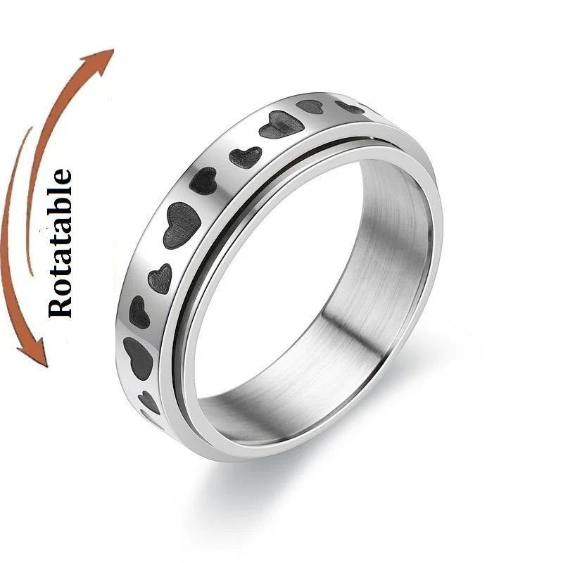 Spinning Anxiety Relaxing Ring With Star And Moon For Women Stainless Steel Rotate Freely Fidget Spinner Rings Bohemia Jewelry