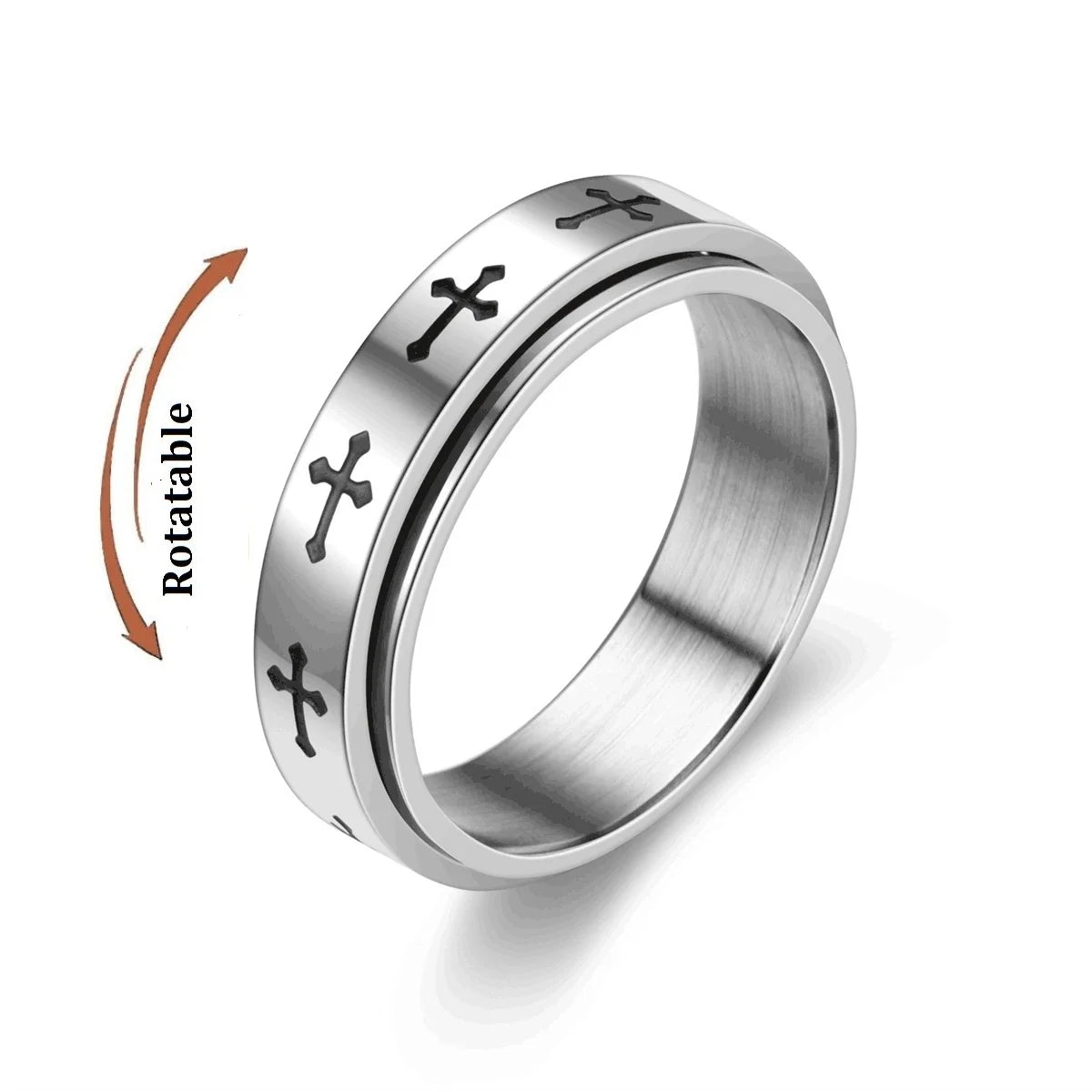 Spinning Anxiety Relaxing Ring With Star And Moon For Women Stainless Steel Rotate Freely Fidget Spinner Rings Bohemia Jewelry