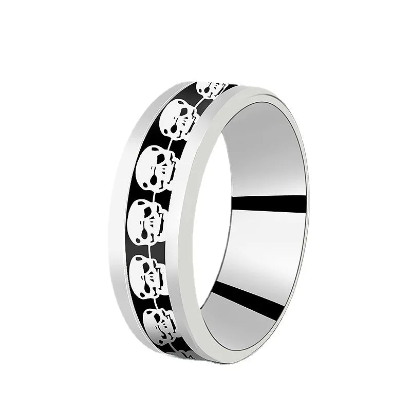 Viking Dragon Black Wedding Band Rings For Men Stainless Steel Inlaid Blue Carbon Fibre Punk Knuckle Ring Jewelry Bague Homme